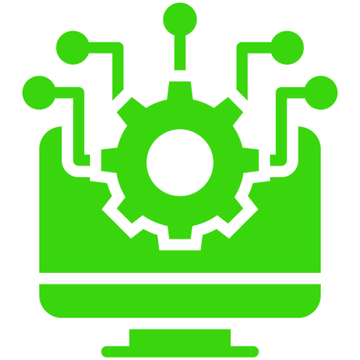 Green graphic of a computer with a gear and circuit lines, symbolizing technology and digital innovation. Relevant to discussions on automation and engineering.